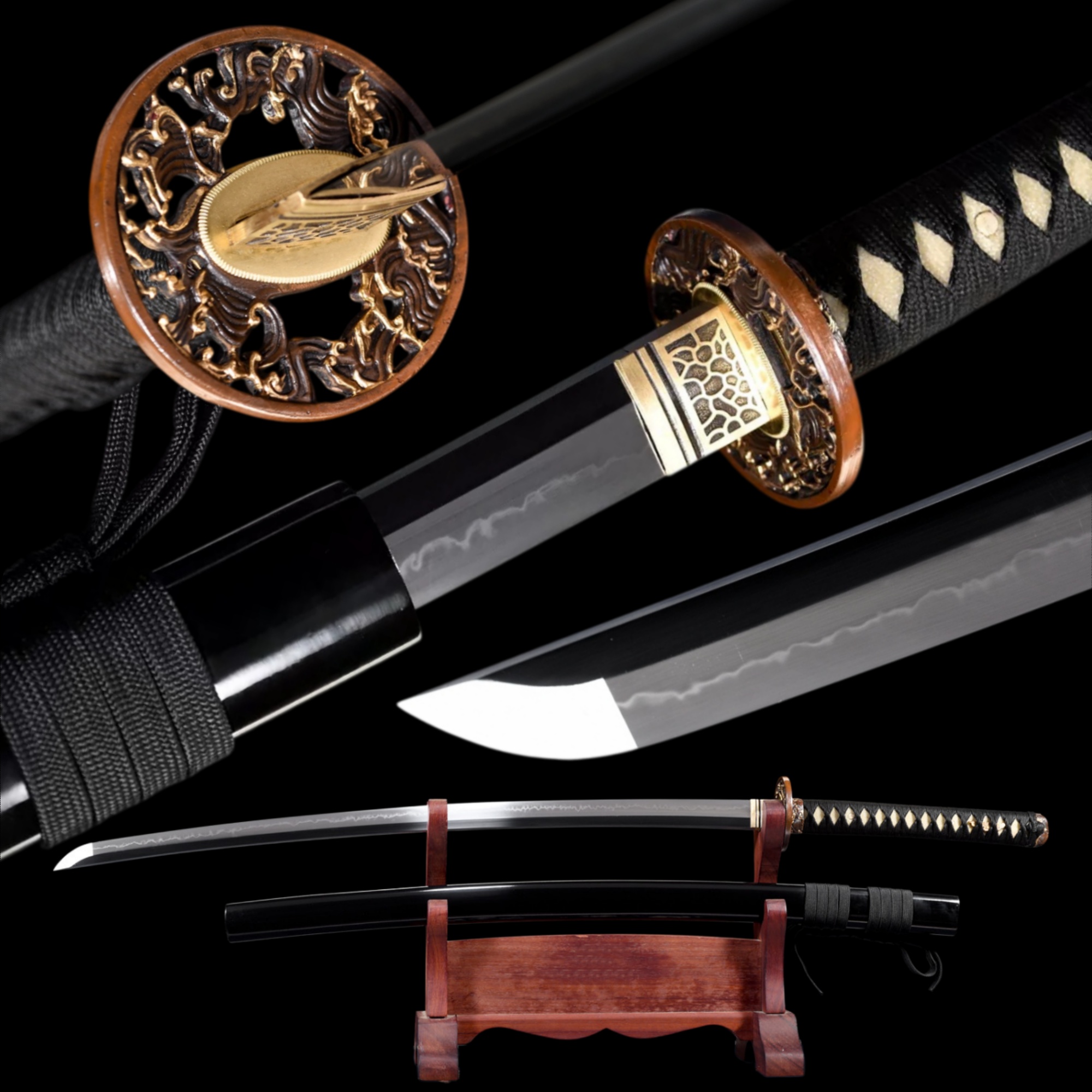 Namiou Katana Hand Forged T10 Steel Clay Tempered Full Tang Samurai Sword