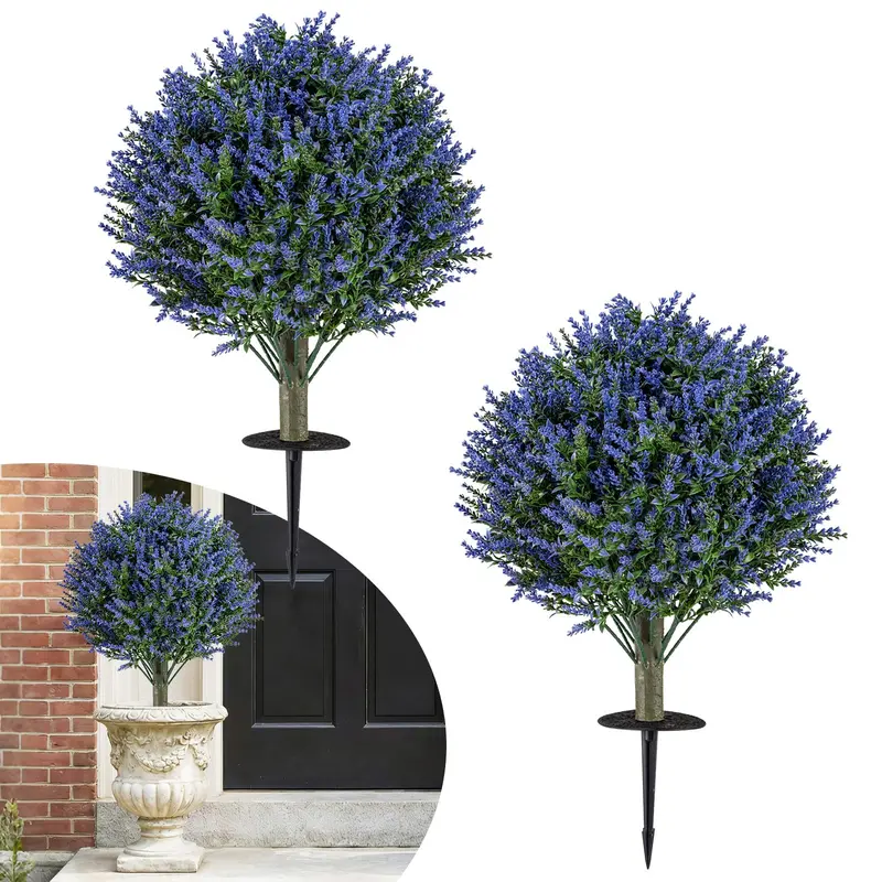 Sun-Resistant Teddy Bear Topiary Pair — 16.5-Inch UV-Protected Faux Boxwood Plants