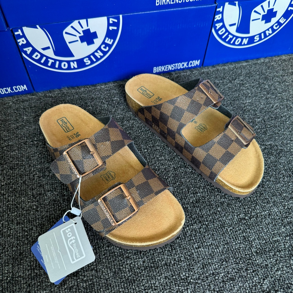 Birkenstock Arizona Louis Vuitton Monogram Print Sandals