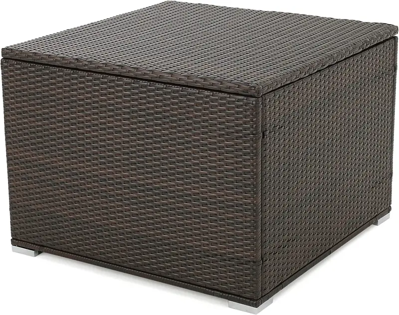 Samoa Multibrown Wicker Storage Box — Handwoven Decorative Bin for Living Room or Bedroom Organization