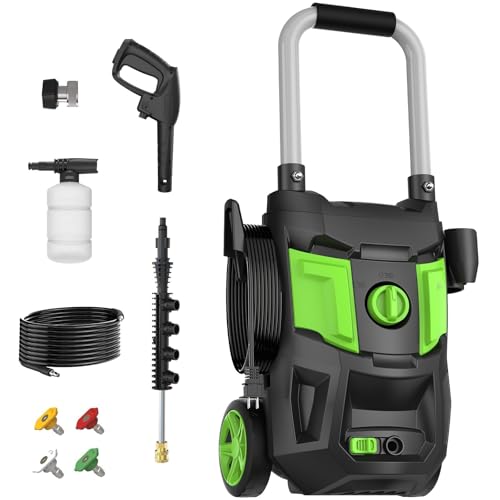 Electric Pressure Washer - 5000PSI Max 3.0GPM with 20FT Hose, 35FT Power Cord High Power Washers Electric Powered 4 Nozzles for Cleaning Patios, Cars, Gardens, Driveways and Outdoor Surfaces