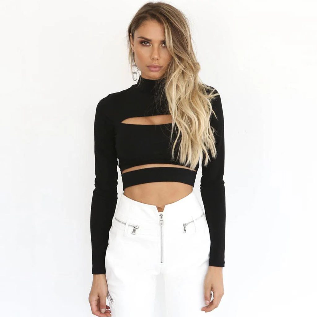 Cut Out Turtleneck Crop TopClistos