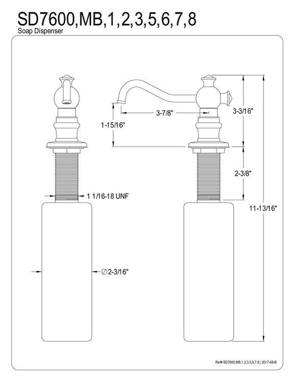 Kingston Brass SD7607 Curved Nozzle Metal Soap Dispenser, Satin Brass