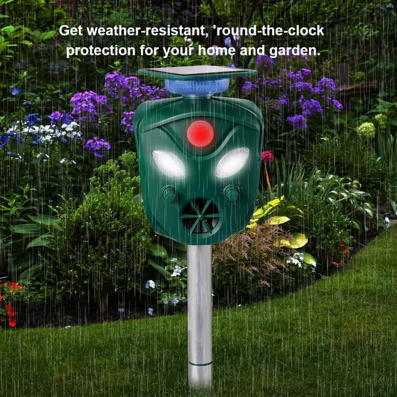 Solar-Powered 360° Motion-Activated Animal Repeller – 2021 Updated Pest Deterrent