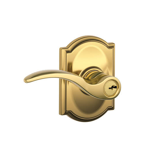 Schlage F51ASTA716CAM St. Annes Lever with Camelot Trim Keyed Entry Lock Finish: Aged Bronze