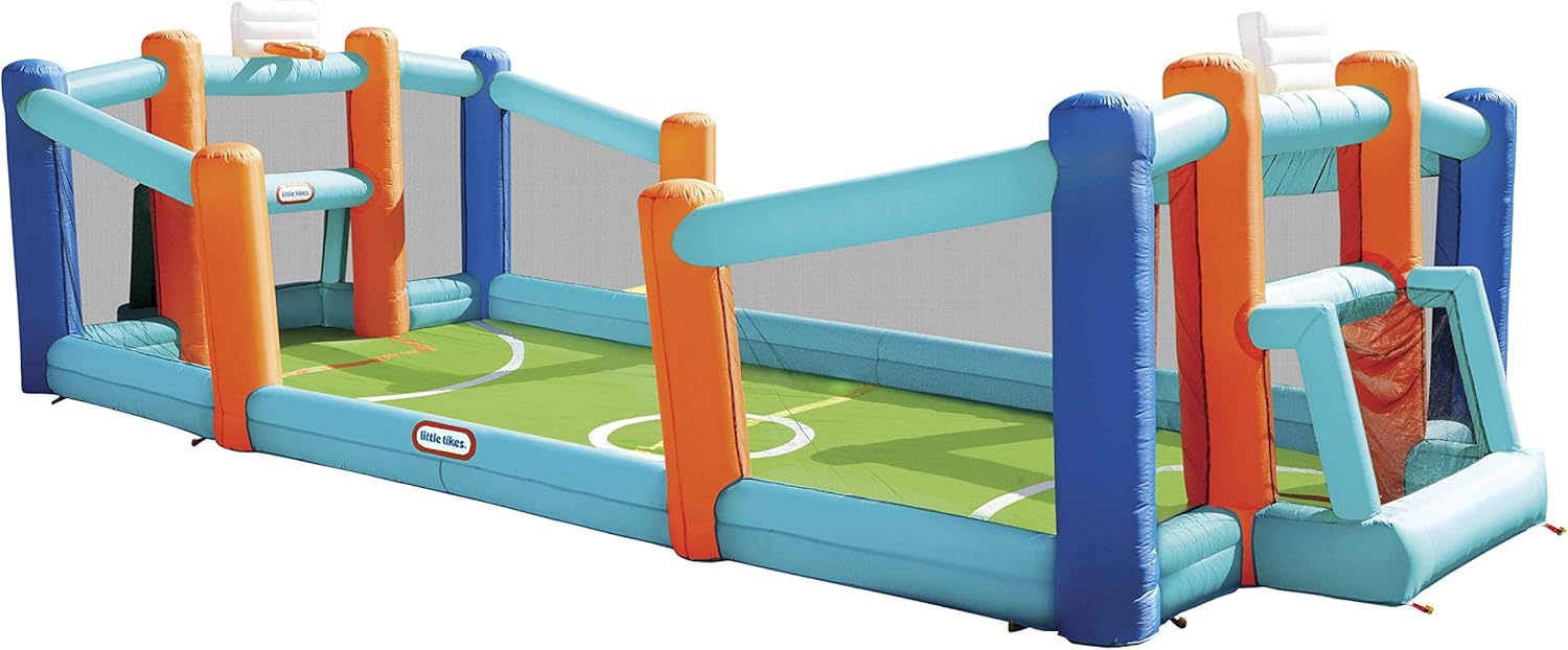 Little Tikes Jump 'n Slide Inflatable Bouncer Includes Heavy Duty Blower With GFCI, Stakes, Repair Patches, And Storage Bag, for Kids Ages 3-8 Years