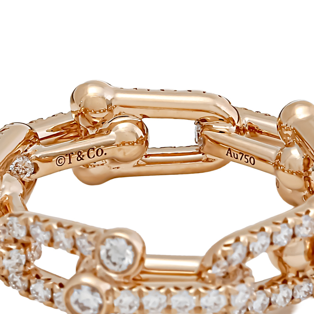 Tiffany & Co. Hardware Link Ring 18K Rose Gold Diamond