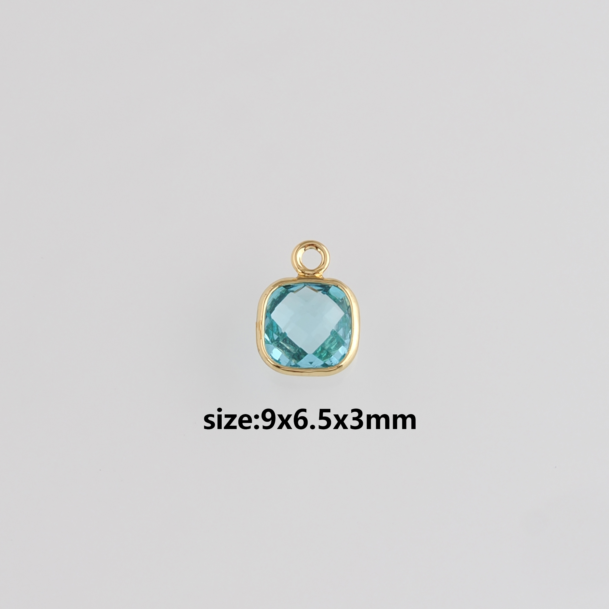 18K Gold Filled Square Pendant,Crystal Square Charm Earrings Necklace for DIY Jewelry Making Supply