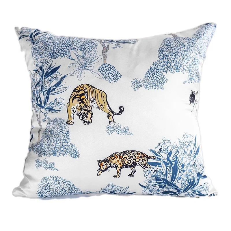BD031 - Hand-Painted Vintage Coco Camellia Silk Feel Sofa Pillow