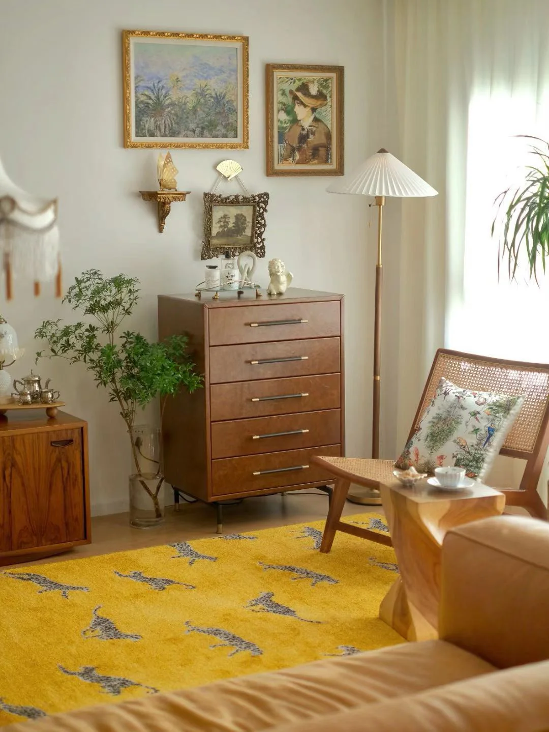 CP016 - California Newport Beach Bright Yellow Wool Carpet Living Room With Natural Light Sofa Coffee Table Blanket