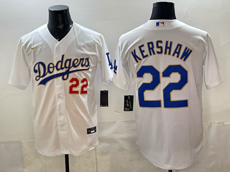 Men's Los Angeles Dodgers Clayton Kershaw #22 White Stitched Jersey