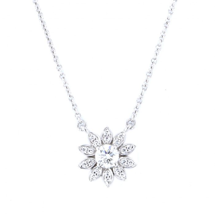 Tiffany & Co. Tiffany Enchant Flower PT950 Necklace Platinum Diamond
