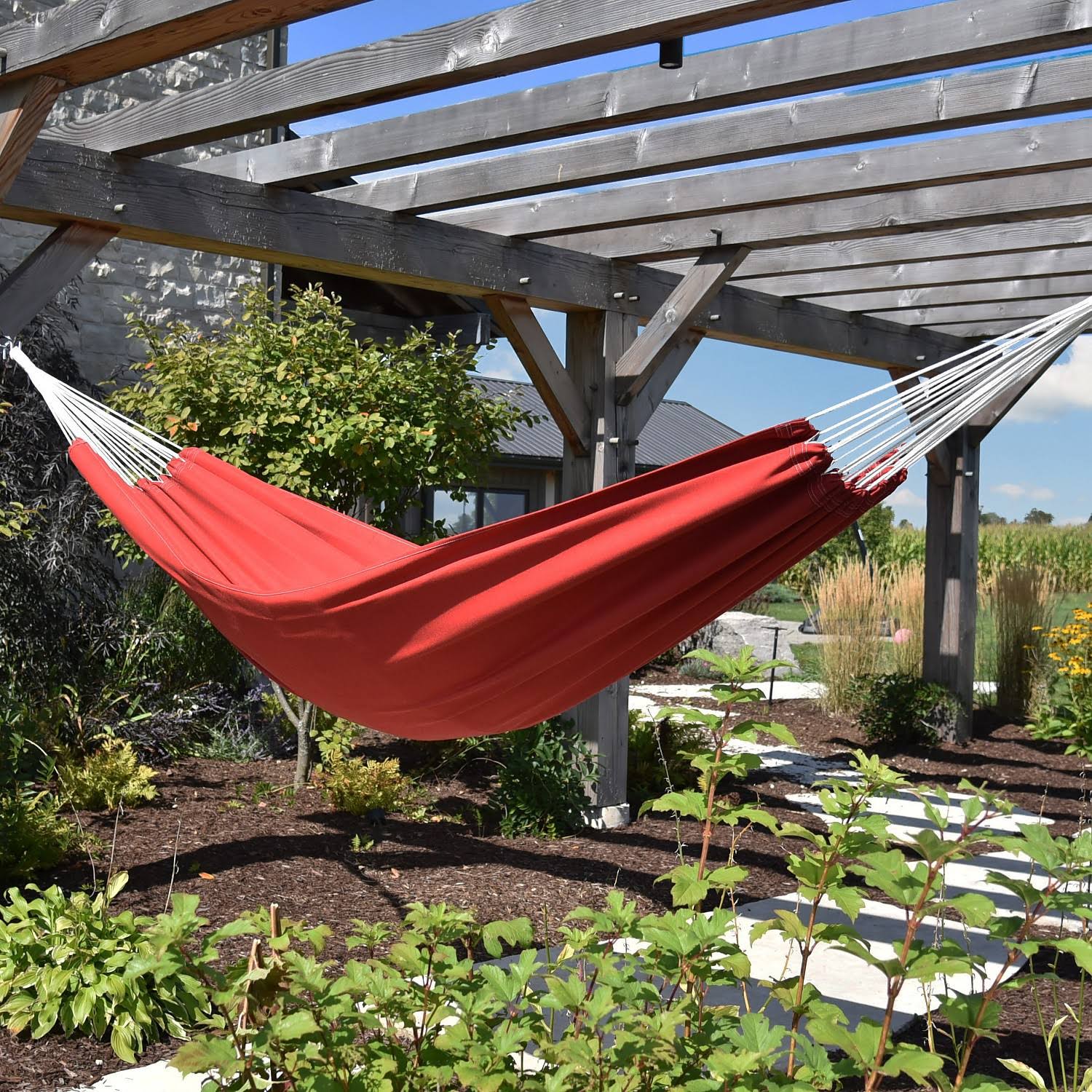 Vivere Brazilian Sunbrella Double Hammock - Crimson Color