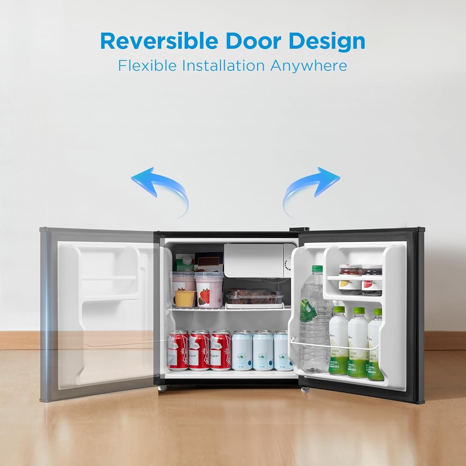 1.6 Cu.Ft Compact Mini Fridge with Chiller Compartment Automatic Defrost Black