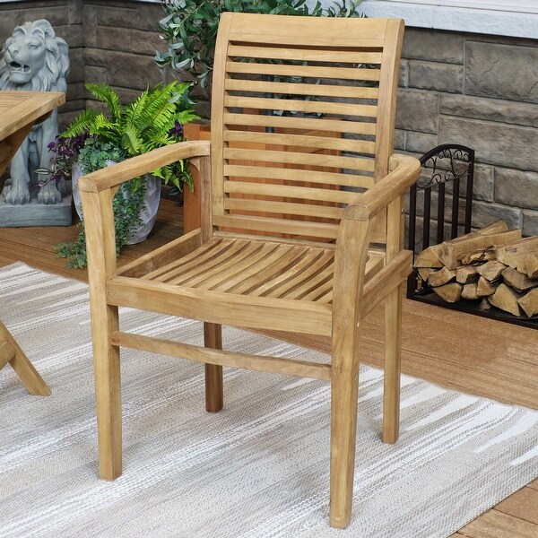 Sunnydaze Teak Outdoor Patio Dining Armchair