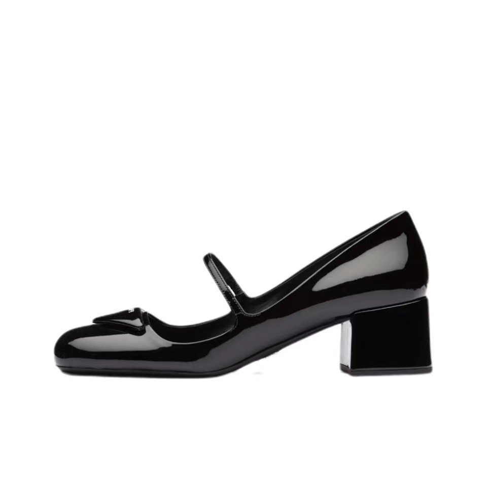 Prada  Patent Leather Medium Low 4.5CM Sandals Slide