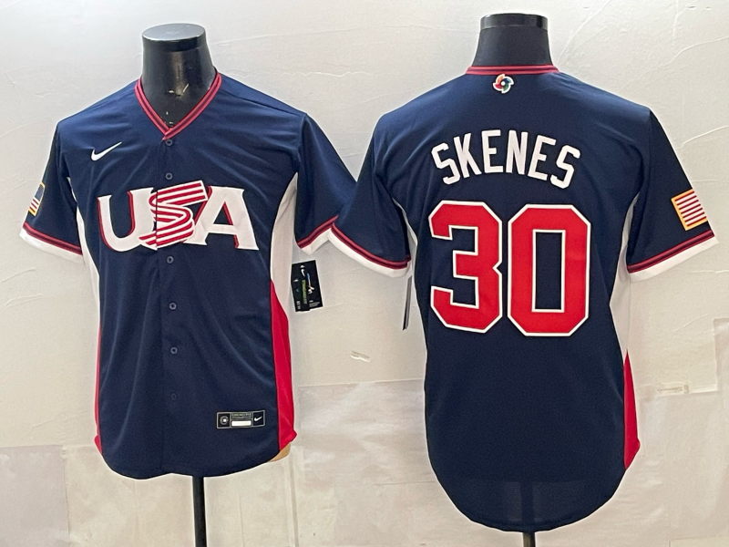 Men's USA Baseball Paul Skenes #30 Navy 2026 World Baseball Classic Stadium Jersey