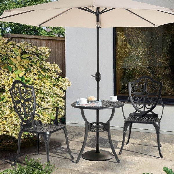 NUU GARDEN 3piece Black Cast Aluminum Patio Bistro Set