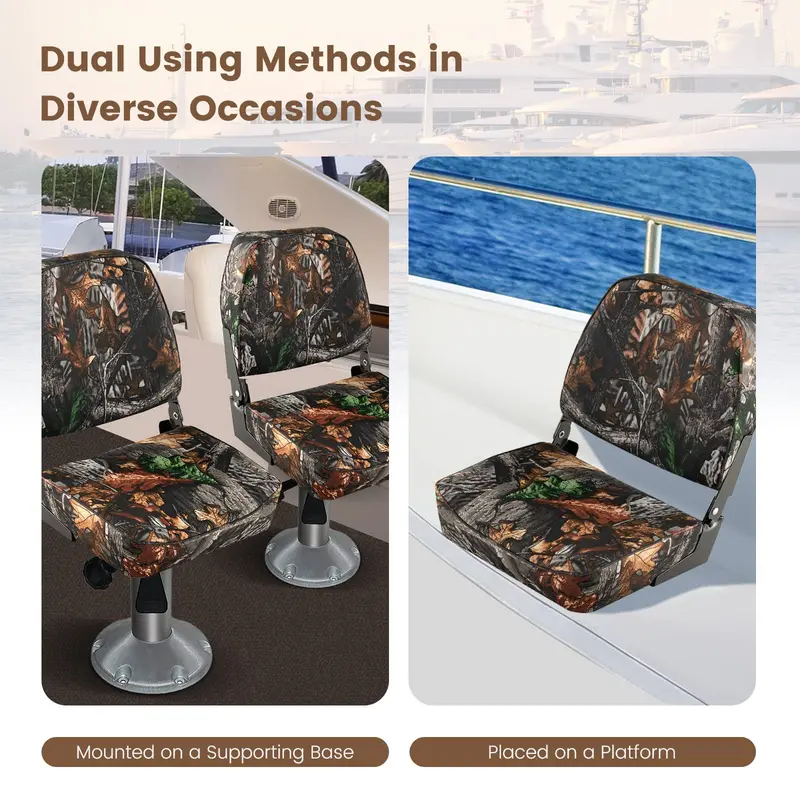 Two Low-Profile Folding Fishing Seats – Compact Boat & Dock Chairs
