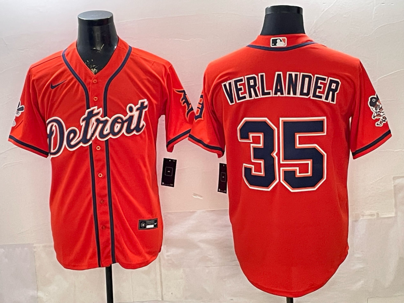 Men's Detroit Tigers Justin Verlander #35 Orange Replica Player Jersey