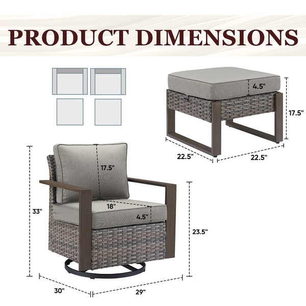 Patio Bistro Set with Rocking Chairs with Ottomans