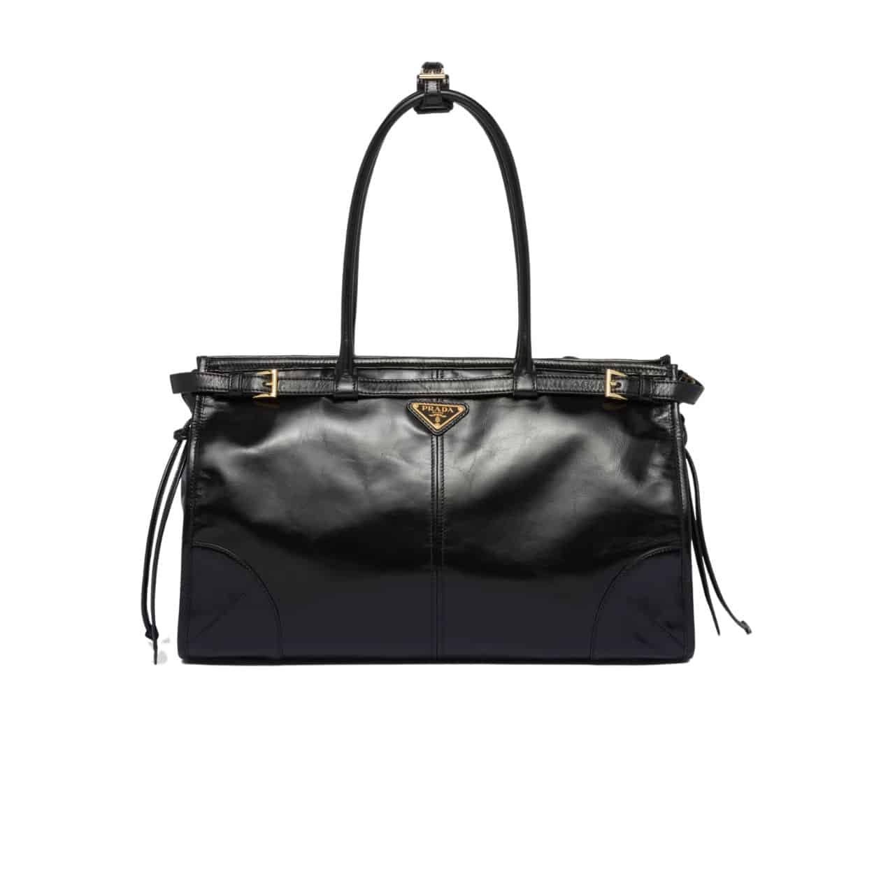 Prada Large Leather Handbag Black 40Cm