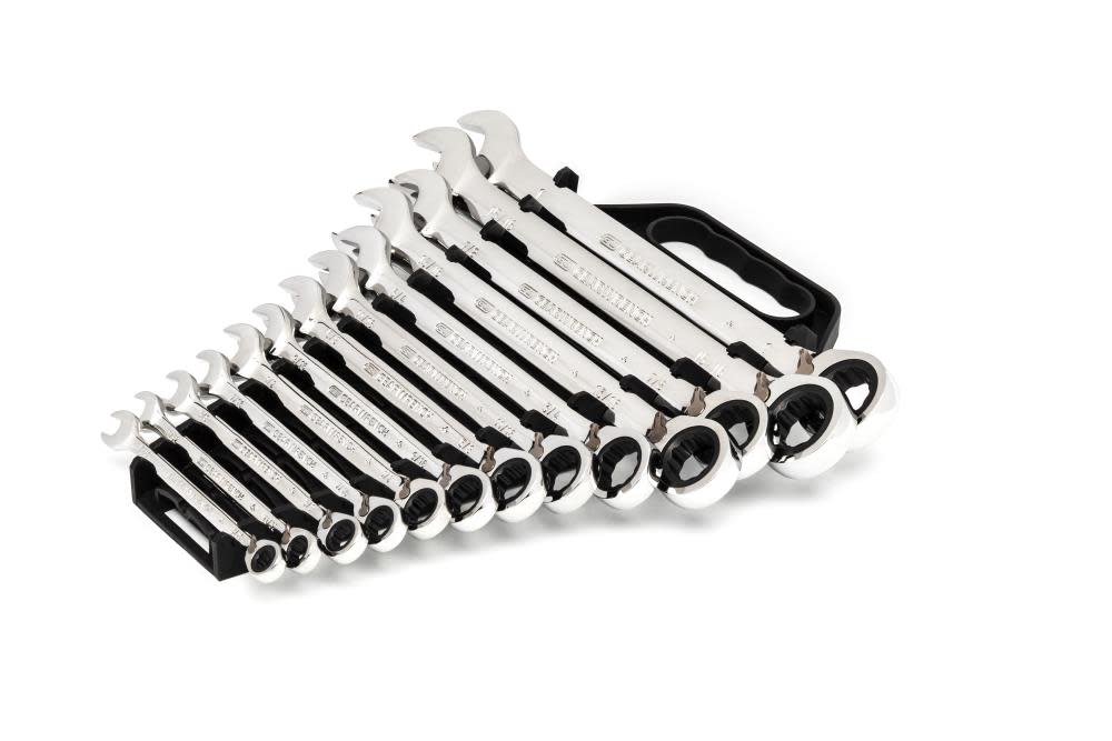 13 Pc 72-Tooth 12 Point Reversible Ratcheting Combination SAE Wrench Set