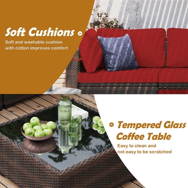 UPHA Cushioned 7piece Conversation Sectional Patio Group Furniture
