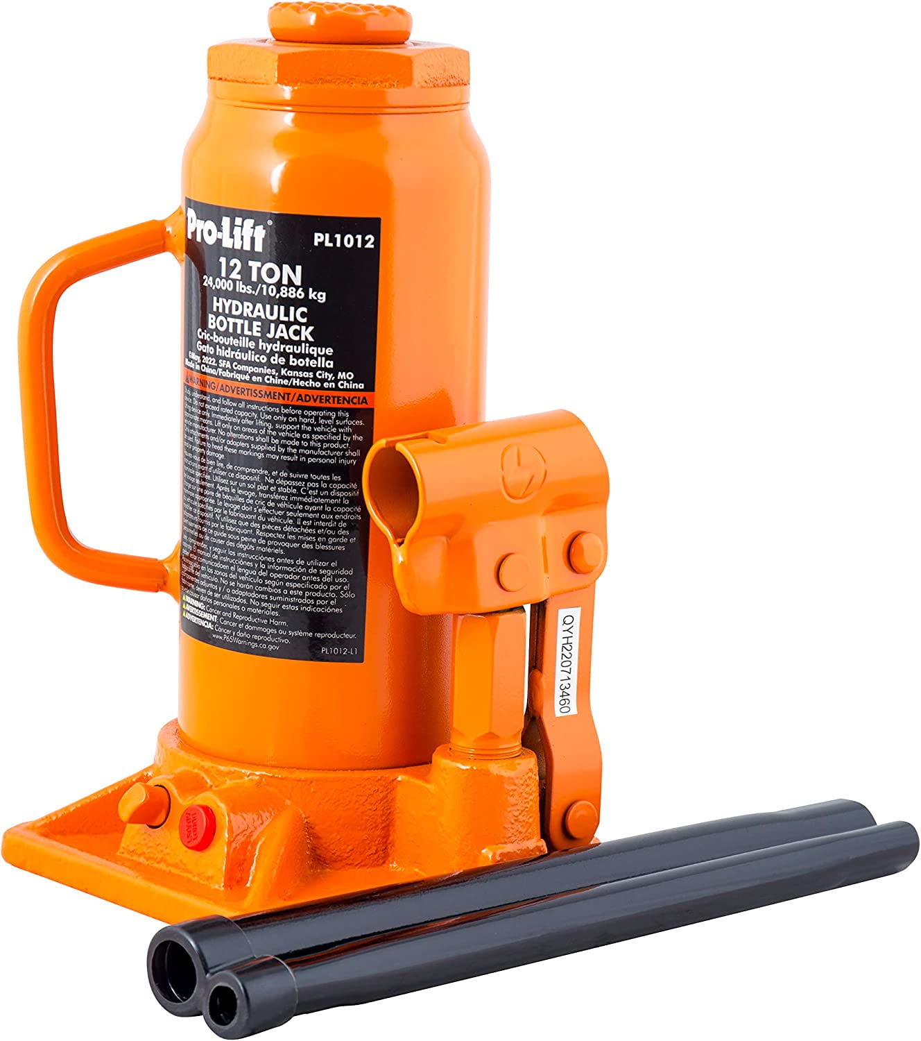 Pro-Lift 12 Ton Hydraulic Bottle Jack - Portable Car Jack 24000 Lbs Capacity with Pump Handle for Car Sedans SUV