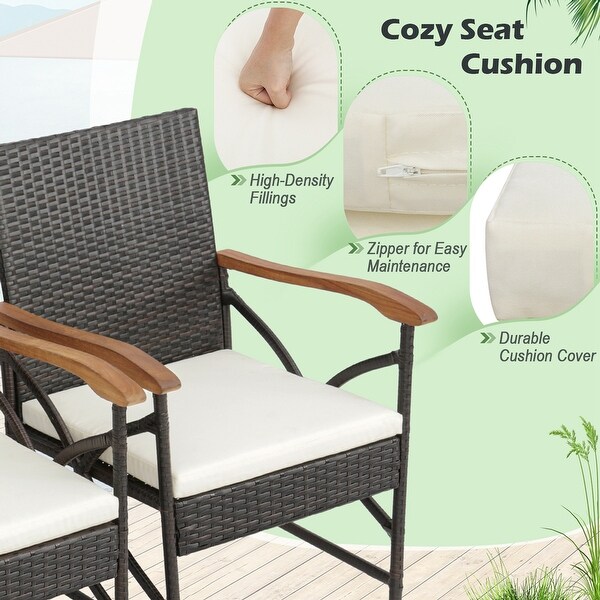 Costway 9 Pieces Patio Rattan Dining Set with Acacia Wood Table,1.9