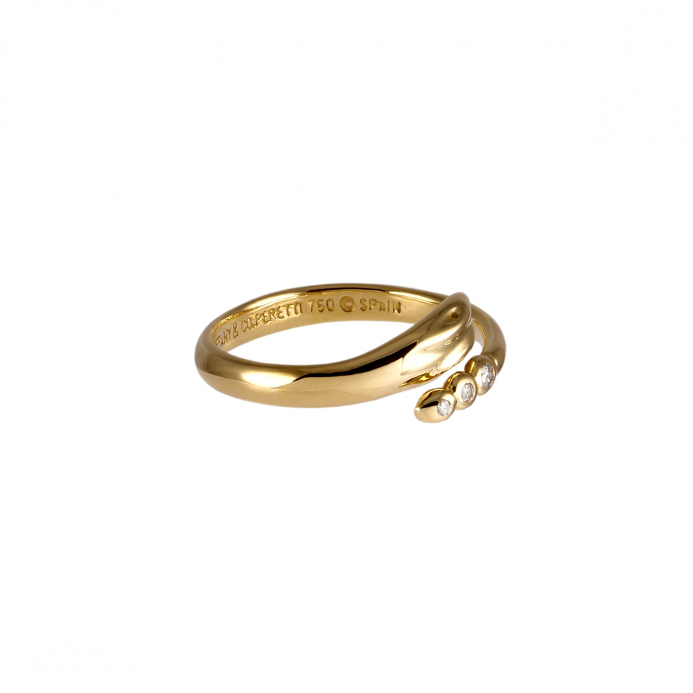 Tiffany & Co. Elsa Peretti Snake Motif Diamond Ring 18K Yellow Gold