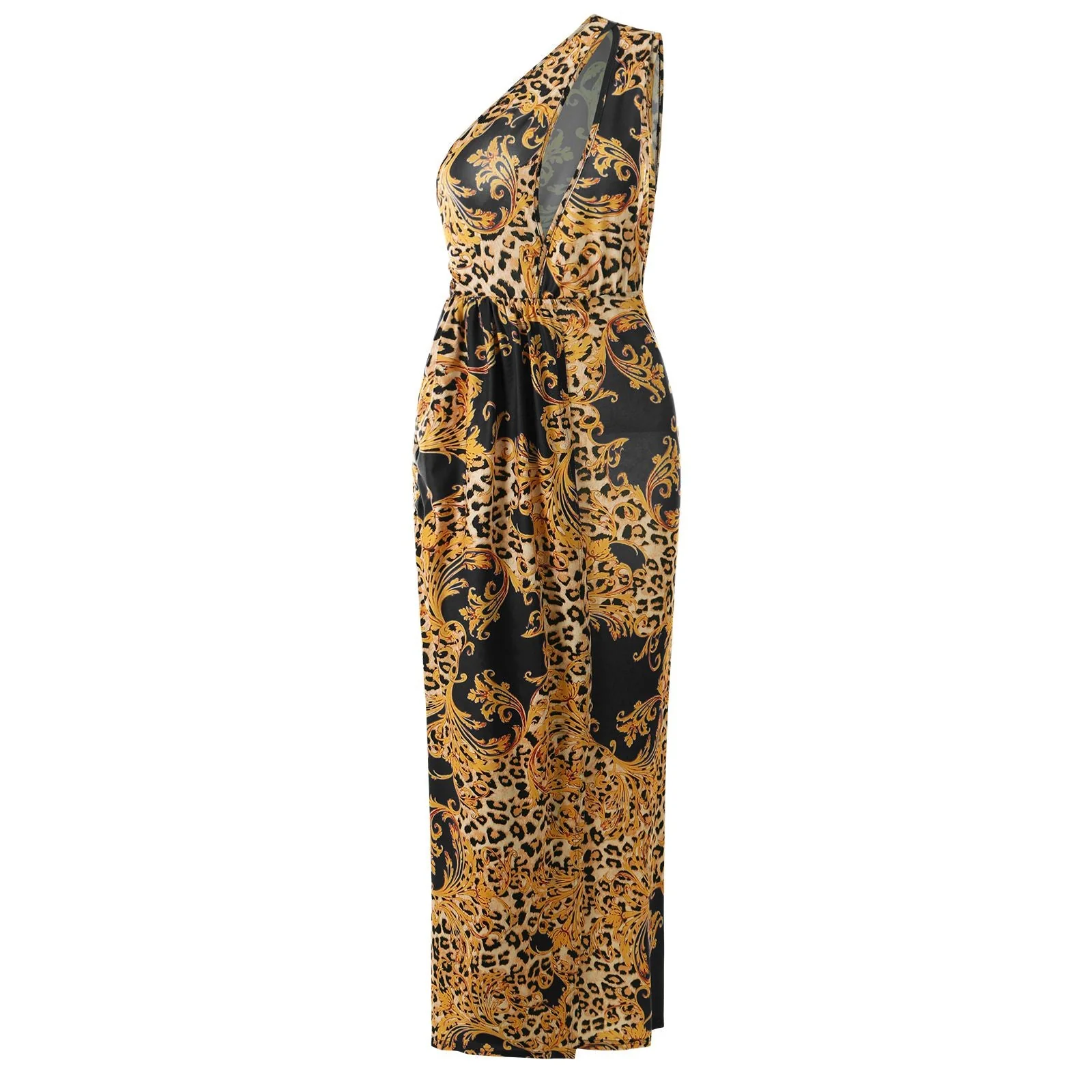 Cut Out Maxi Dress: Slant Shoulder Party GownClistos