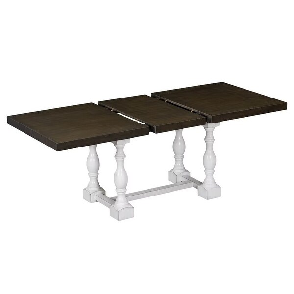 Extendable Dining Table Set with Removable Leaf,Padded Chairs and Bench