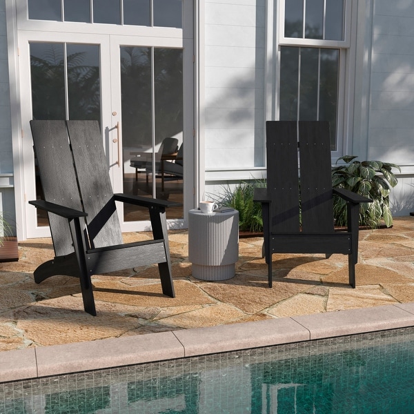 Modern Dual Slat Back Adirondack Style Chairs,Set of 2