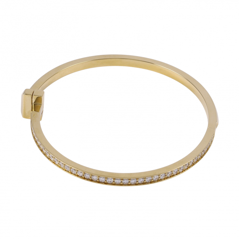 Tiffany & Co. Tiffany T T-one Narrow Hinge Bracelet 18K Yellow Gold Diamond 68315700