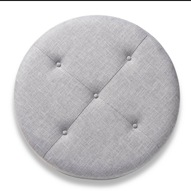 Vinet Natural Wood Cocktail Ottoman Gray Baxton Studio