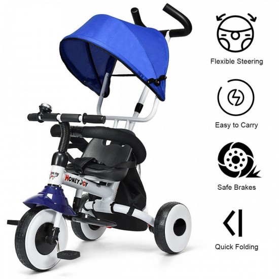 4-In-1 Kids Baby Stroller Tricycle Detachable Learning Toy Bike