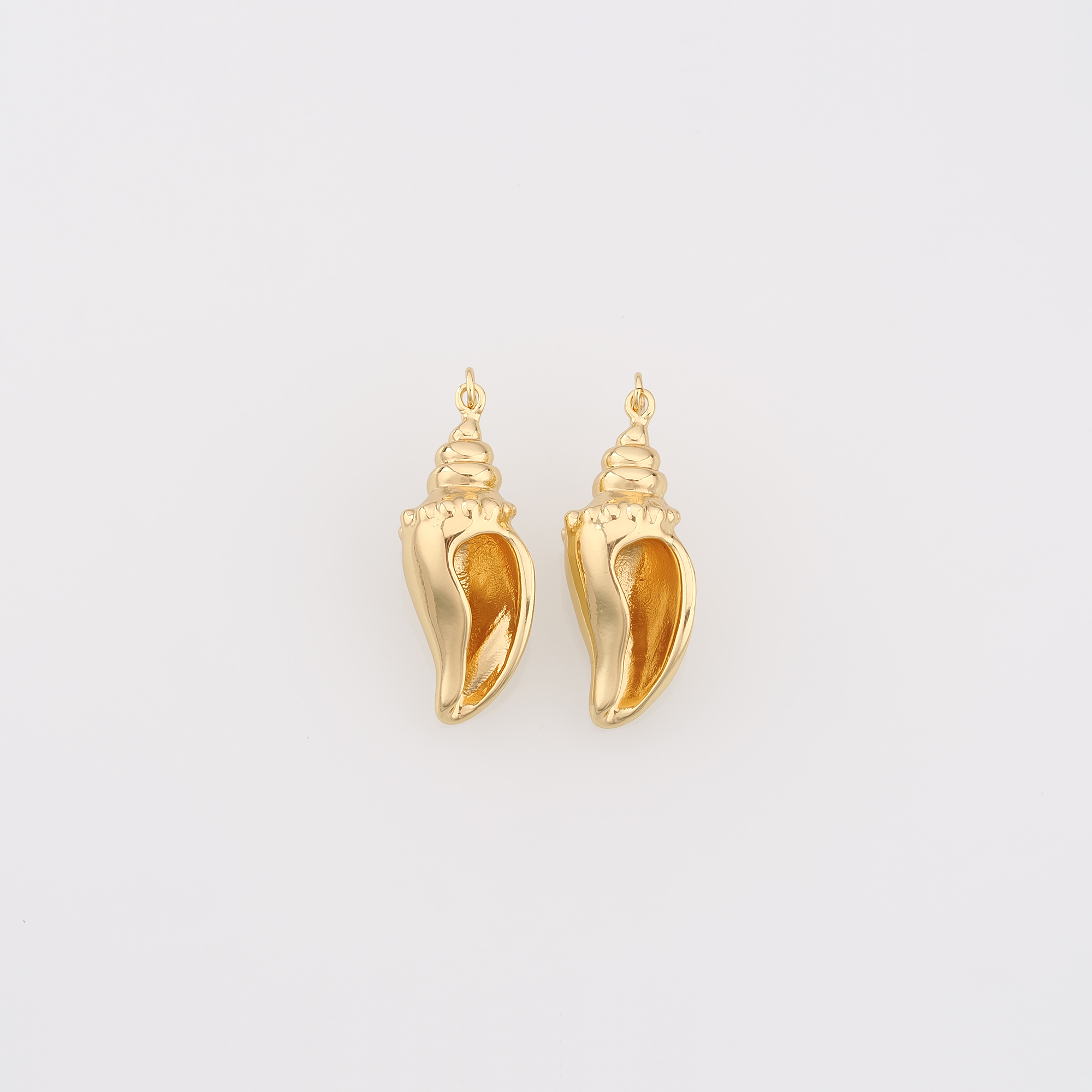 18K Gold Filled Conch Shell Pendant,Ocean Shell Charm Earrings Necklace for DIY Jewelry Making Supply