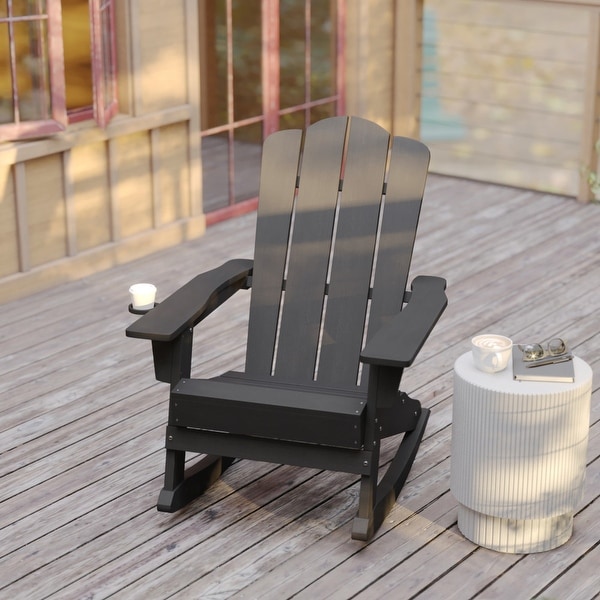 Commercial AllWeather Rocking Adirondack Chair with Swiveling Cupholder