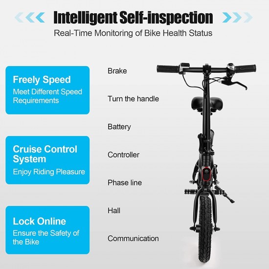 14” / 12” Electric Bike Electric Bicycle, APP Control 500W / 350W Folding Electric Commuter Bike 20MPH Adults/Teens City Ebike with 48V 7.5Ah / 6Ah Battery