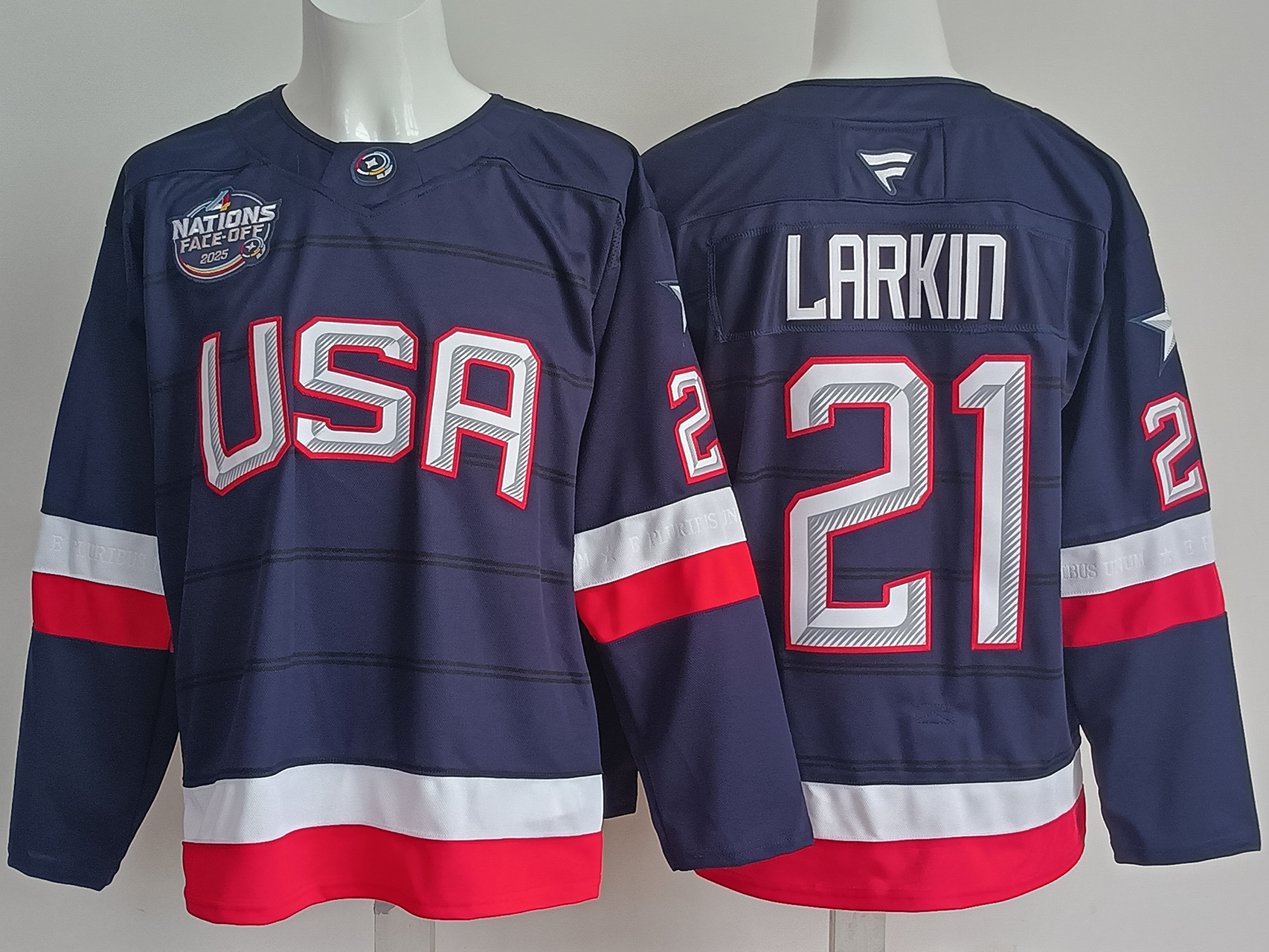 Men's United States 2025 4 Nations Face-Off Dylan Larkin #21 Navy Player Jersey