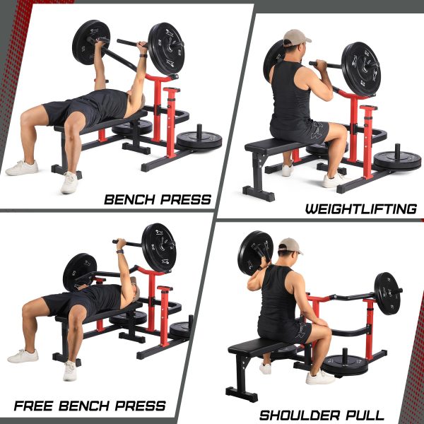 2026 Chest Press Machine, 1050LBS Capacity, Independent Converging Arms, Weight Bench Press with Adjustable Flat Bench for Upper Body Workouts, Red