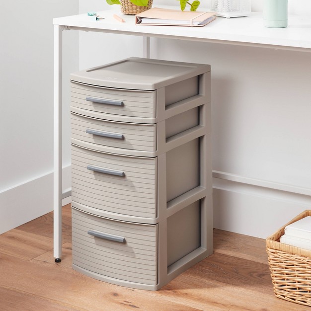4 Drawer Weave Tower Dark Gray