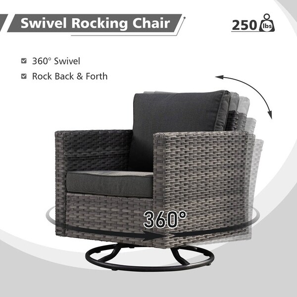 OVIOS 6piece Wicker Sectional Sofa Swivel Rocking Chair Set
