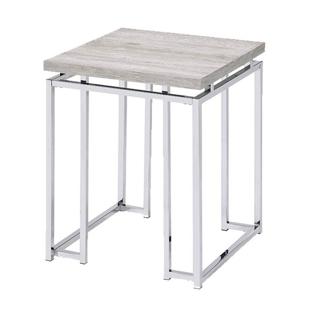 Chafik Table Bases Natural Oak chrome Acme Furniture