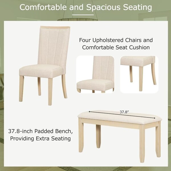 Extendable Dining Table Set with Removable Leaf,4 Upholstered Chair