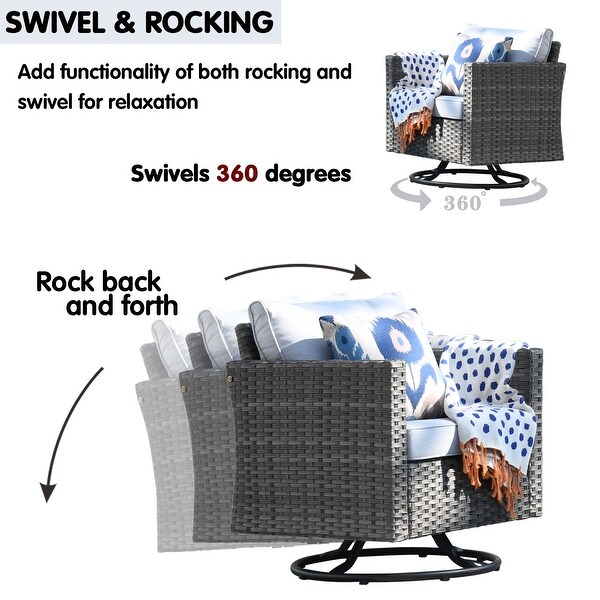 OVIOS Wicker Swivel Rocking Chair 3piece Set