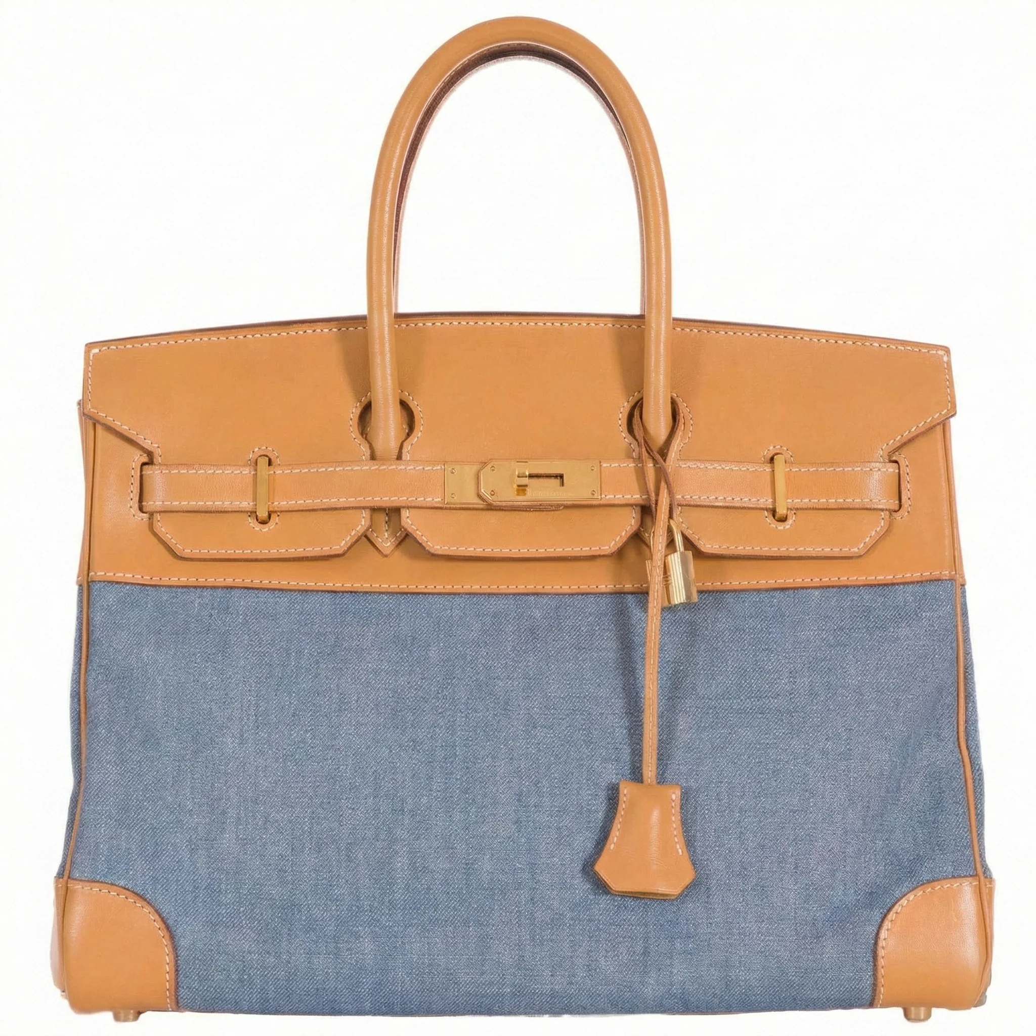 Hermès Birkin 35 Denim & Vache Naturelle Gold Hardware