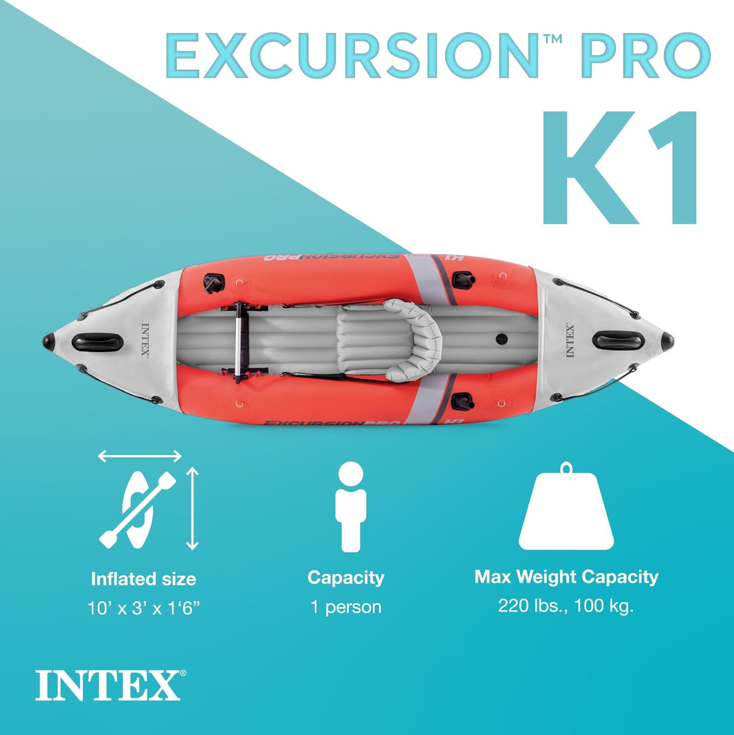 Excursion Pro Inflatable Kayak Series: Includes Deluxe 86in Kayak Paddles and High-Output Pump – SuperTough PVC – Adjustable Bucket Seat – Fishing Rod Holders – Grab Handles