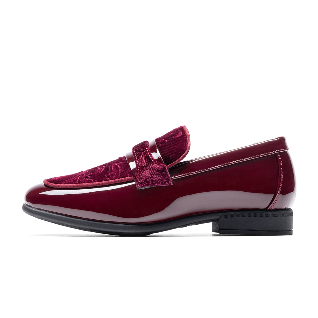 Boy's Tuxedo Patent Classic Velvet Loafers